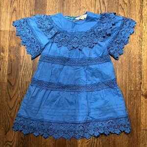 Mini Boden Blue Lace Trim Dress, Size 4-5